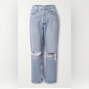 AGOLDE '90s distressed mid-rise straight-leg jeans - 25 - Light Denim - Organic